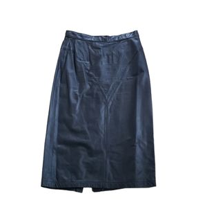 Vintage G-III Genuine Black Leather Midi Skirt
